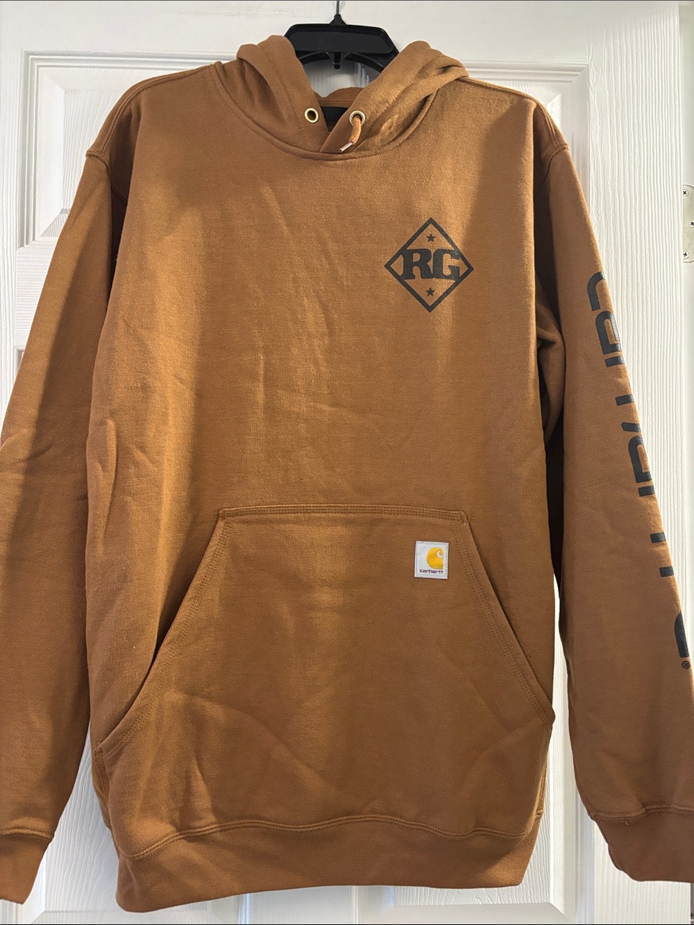 Carhartt Brown Pullover Hoodie with Logo Print